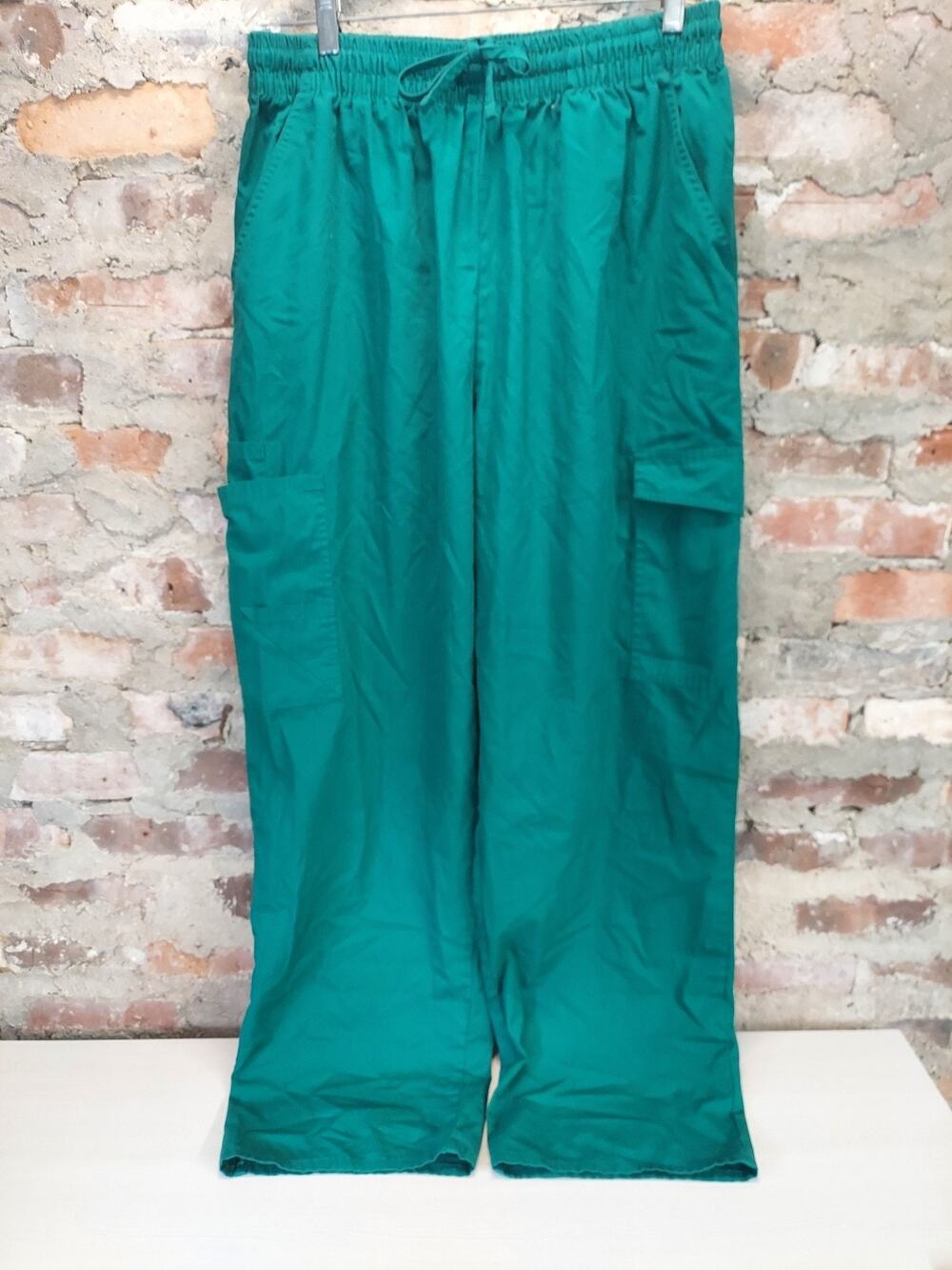 ADAR Unisex Scrub Cargo Pants 2X Tall Teal Green Elastic Drawstring Waist